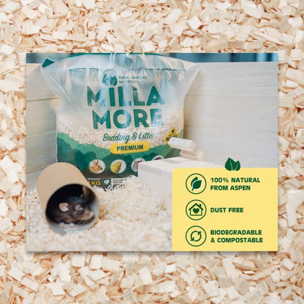 Millamore Premium Bedding (4 kg) - 100% naturlig strøelse til kæledyr
