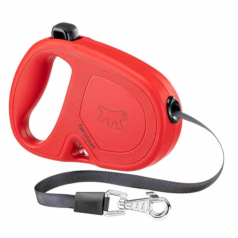 Ferplast flippy one hundesnor i rød til mellemstore hunde op til 15 kg. Snoren har en længde på maks 4 meter