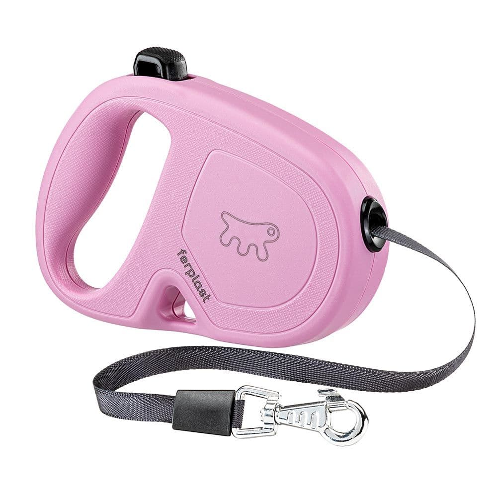 Ferplast flippyone flexline i lyserød til mellemstore hunde op til 15 kg. Snoren kan blive op til 4 meter lang