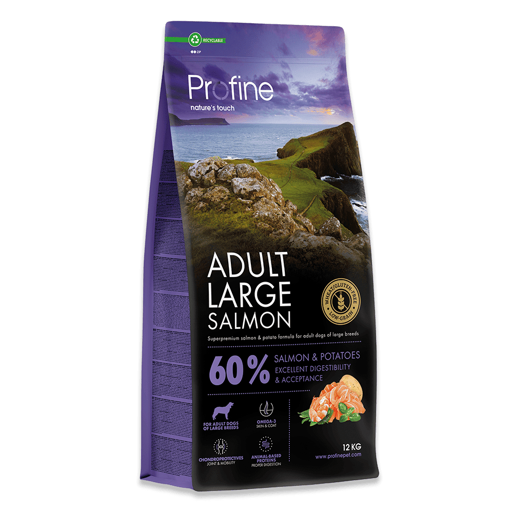 Profine Adult Large Salmon er et superpremium tørfoder til den store hund
