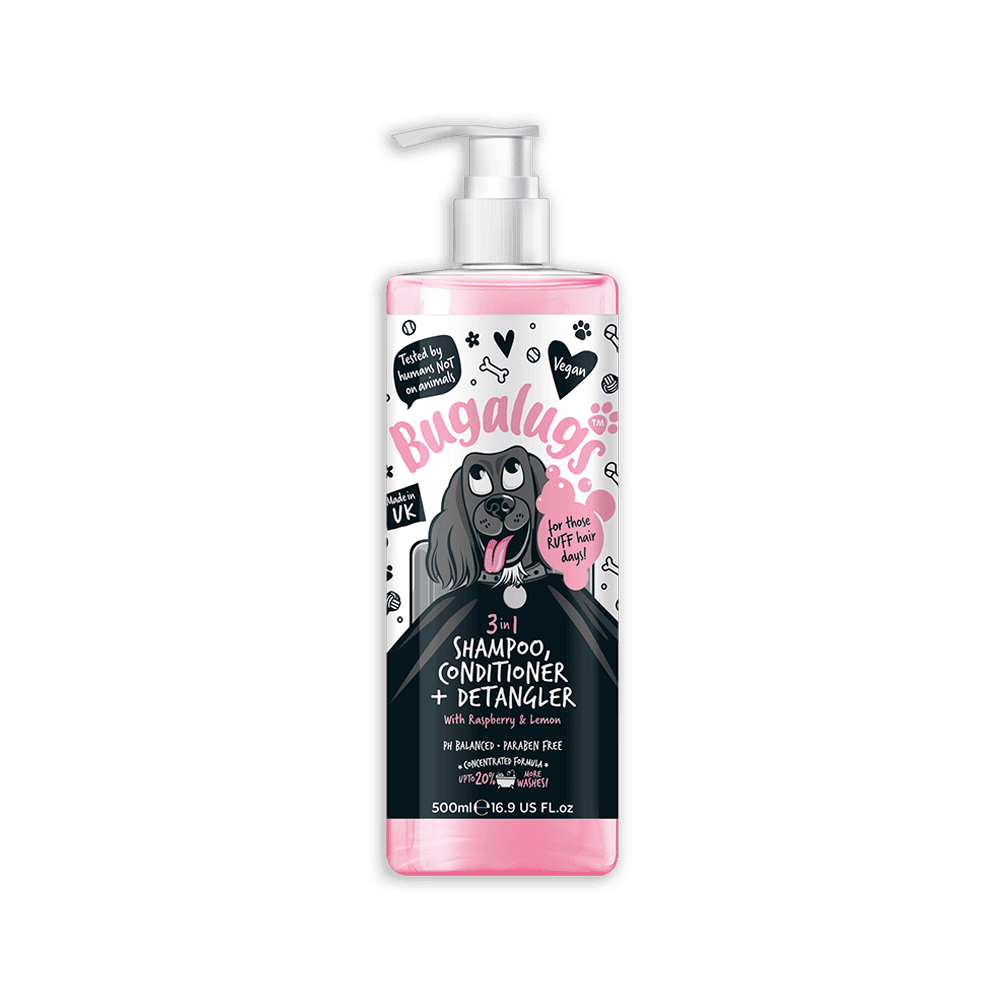 Forsiden af 3 in 1 Raspberry & Lemon Dog Shampoo