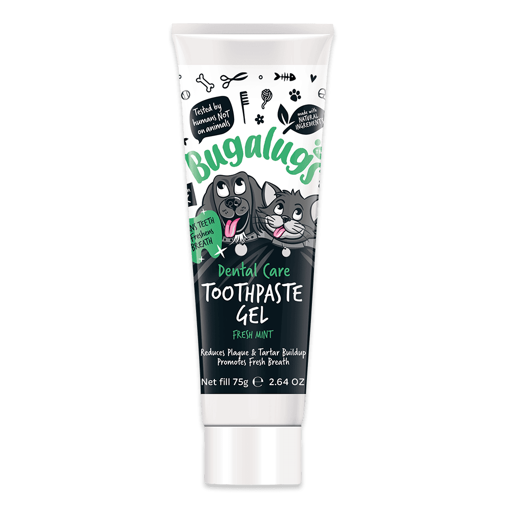 Bugalugs Dental Care Toothpaste Gel tandplejegel er tandpaste fremstillet med naturlige til ingredienser til hund og kat