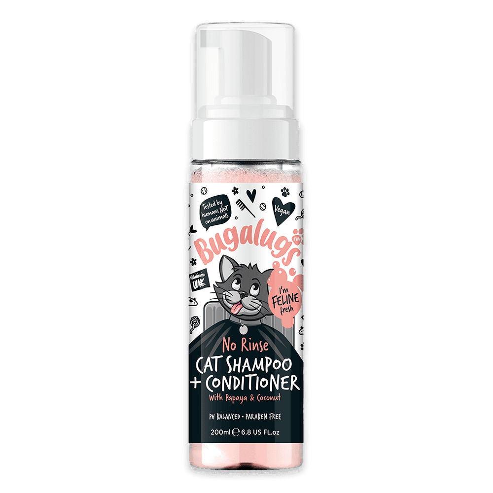 Bugalugs No Rinse Cat Shampoo og Conditioner med papaya og kokos duft til katten